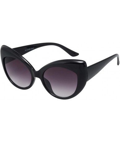 Cat Eye Sunglasses For Women Cat Eye Ladies Retro Vintage Designer Style UV400 Protection - Black Large - CI11LDLE8T1 $9.80