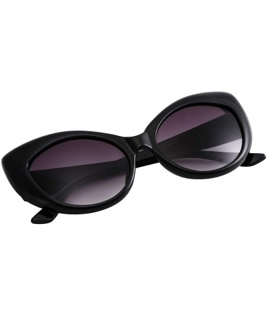 Cat Eye Sunglasses For Women Cat Eye Ladies Retro Vintage Designer Style UV400 Protection - Black Large - CI11LDLE8T1 $9.80