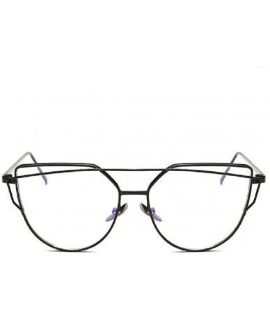 Goggle Cat Eye Mirrored Flat Lenses Metal Frame Women Sunglasses UV400 - Gold - CJ182OSHGXS $8.65