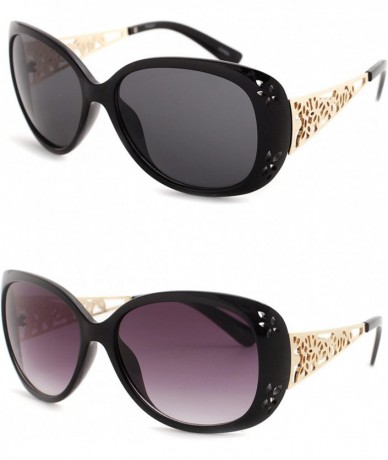 Oversized Designer Women oversized Fashion Sunglasses P4007 - 2 Pcs Black-smoke & Black-gradientsmoke - CQ12K2ZMT8Z $30.28