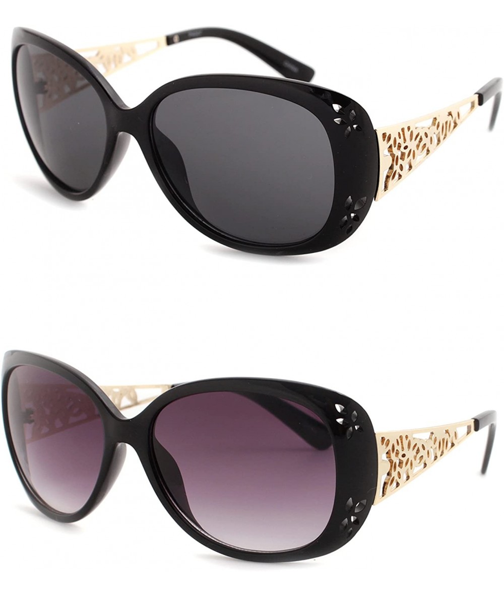 Oversized Designer Women oversized Fashion Sunglasses P4007 - 2 Pcs Black-smoke & Black-gradientsmoke - CQ12K2ZMT8Z $13.73