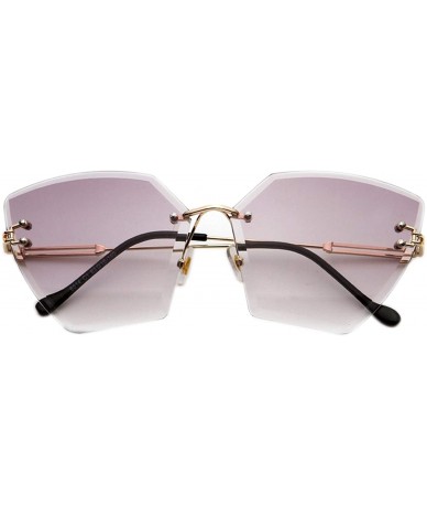 Rimless Square Rimless Sunglasses Women Gradient Lens Clear Sun Glasses Ladies Vintage Oversized Eyewear - 14 - CY18W7G7IUX $...