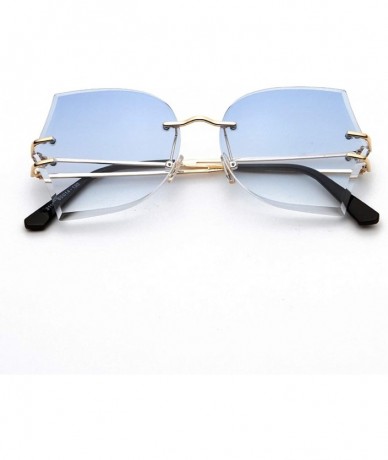 Rimless Square Rimless Sunglasses Women Gradient Lens Clear Sun Glasses Ladies Vintage Oversized Eyewear - 14 - CY18W7G7IUX $...