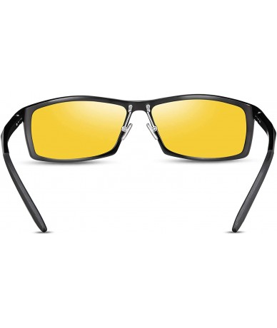 Rectangular HD Night Vision Glasses Polarized Unisex Adjustable Al-Mg Metal Frame Rainy Safe Driving Glasses - CL1966KU2D6 $2...