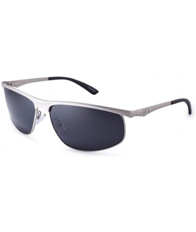 Square Sports Polarized Sunglasses UV Protection Sunglasses for Men 16618 - Silver - C418WDR0NZE $13.42