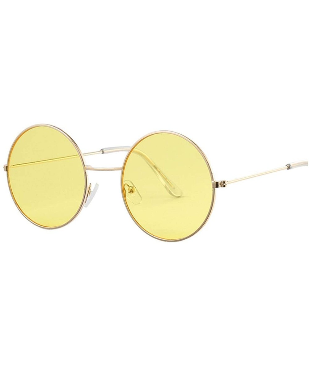 Round Women Round Sunglasses Fashion Vintage Metal Frame Ocean Sun Glasses Shade Oval Female Eyewear - CZ198ZMECD6 $39.92