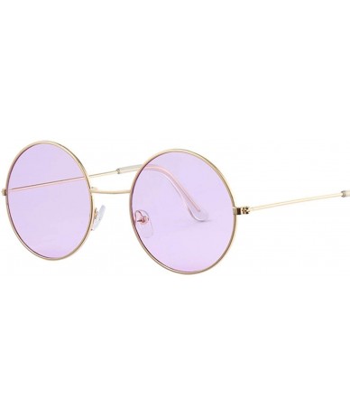 Round Women Round Sunglasses Fashion Vintage Metal Frame Ocean Sun Glasses Shade Oval Female Eyewear - CZ198ZMECD6 $39.92