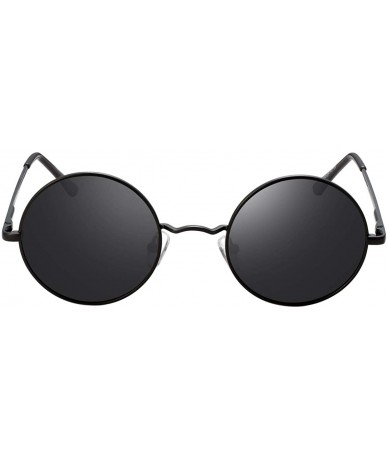 Wrap Vintage Round Sunglasses John Lennon Style Steampunk with Polarized Lenses for Retro Women and Men - CU18UC4YEEM $15.47