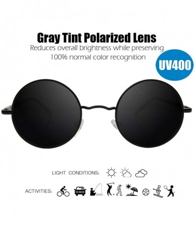 Wrap Vintage Round Sunglasses John Lennon Style Steampunk with Polarized Lenses for Retro Women and Men - CU18UC4YEEM $15.47
