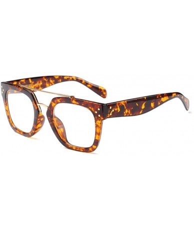 Rimless Designer Women Flat Top Exquisite Alloy Sunglasses Oversized Street Snap - Leopard Frame - CD1895GADET $25.69