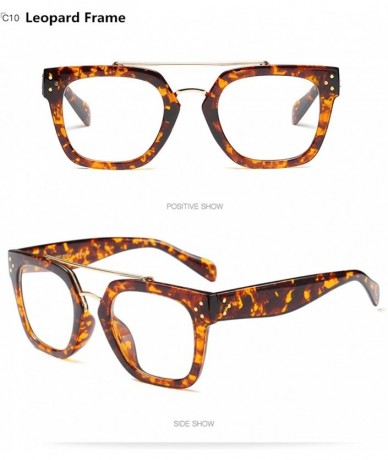 Rimless Designer Women Flat Top Exquisite Alloy Sunglasses Oversized Street Snap - Leopard Frame - CD1895GADET $11.31