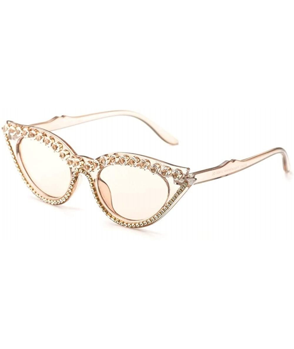 Cat Eye Rhinestone Sunglasses Vintage Eyeglasses - C6 Brown - CT1903878Y2 $9.14