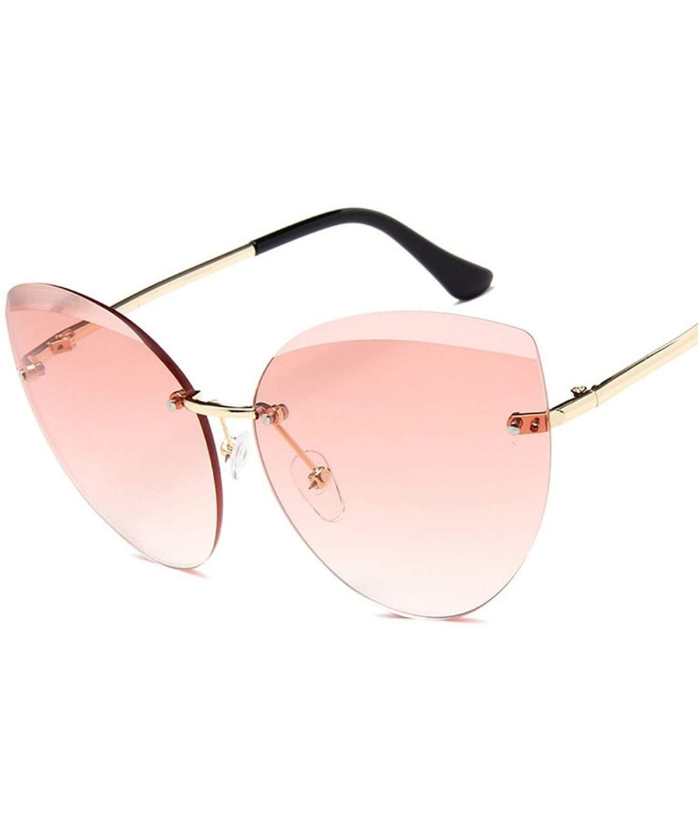 Sport 2019 Semi Rimless Sunglasses Women Metal Ocean Lens Classic Glasses Brand Designer - Gold Pink - CG18W9HM7TY $14.39