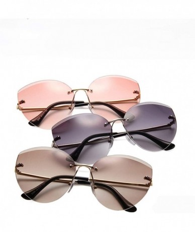 Sport 2019 Semi Rimless Sunglasses Women Metal Ocean Lens Classic Glasses Brand Designer - Gold Pink - CG18W9HM7TY $14.39