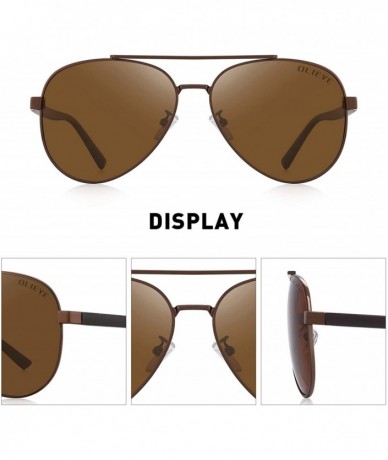Aviator Men Sunglasses Polarized - UV 400 Protection with case Mirror Lens Classic Style - Brown - CC18A37ZN43 $17.80