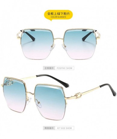Square Sunglasses with Metallic Cut Edge and Large Square Frame for Ladies - 5 - C7198R9L3LH $29.45