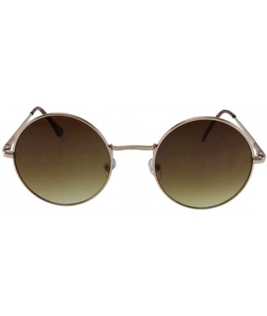 Round Presley - Celebrity Inspired Round Metal Sunglasses - Gold - CE18S5CWLN6 $11.12