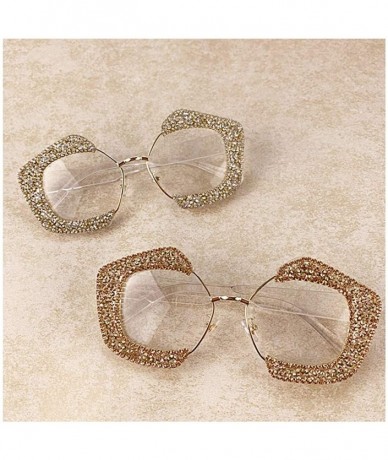 Square Round Vintage Sunglasses Rhinestone Decoration Sun Glasses for Women - Y-22 - CH198W53X62 $14.82