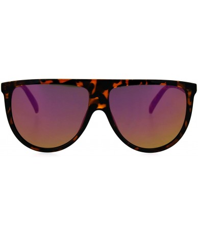 Oval Retro Fashion Unisex Sunglasses Half Oval Frame Mirror Lens UV 400 - Tortoise (Fuchsia Mirror) - C8189YLK6YX $18.95
