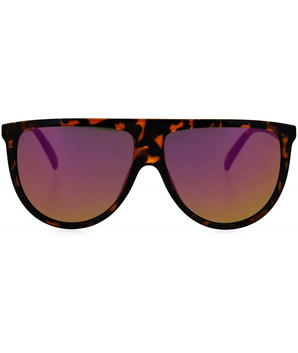 Oval Retro Fashion Unisex Sunglasses Half Oval Frame Mirror Lens UV 400 - Tortoise (Fuchsia Mirror) - C8189YLK6YX $8.83