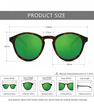 Round Classic Round Polarized Sunglasses Retro Vintage Style UV400 - Amber Frame(matte Finish)/Green Mirrored Lens - CU190ZC3...