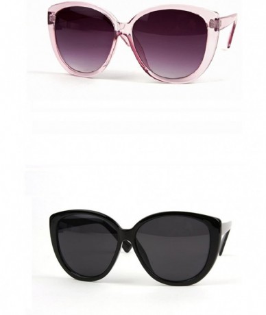 Oversized Vintage Oversize Cat Eye Sunglasses P2145 - 2 Pcs Babypink & Blacksmoke - CX11WV4DOFD $67.98
