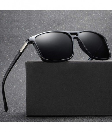 Square Tr90 Polarized Sunglasses Men Ultralight Male Gift Square Sun Glasses for Men Driving - Matte Black - CI18A8DW8K0 $8.70