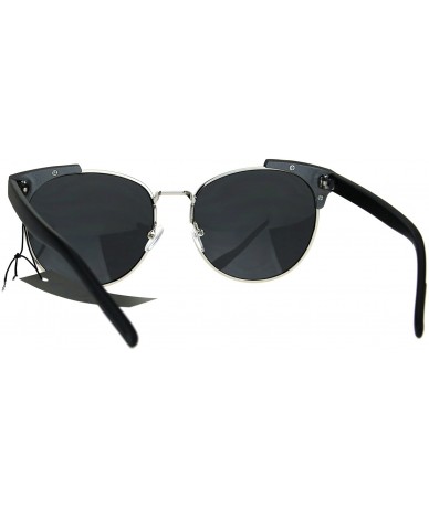 Round Retro Vintage Style Half Rim Horned Tip Hipster Mens Sunglasses - Grey Black - C718399A704 $11.80