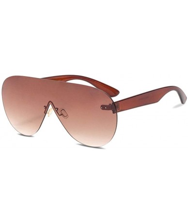Aviator High-end new men's blue mirror large frame sunglasses- Siamese fashion sunglasses - A - CW18S6QQ37D $86.66
