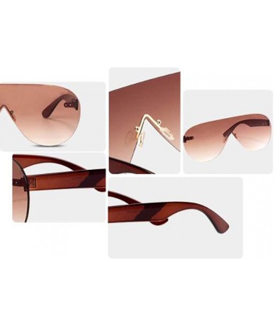 Aviator High-end new men's blue mirror large frame sunglasses- Siamese fashion sunglasses - A - CW18S6QQ37D $38.95