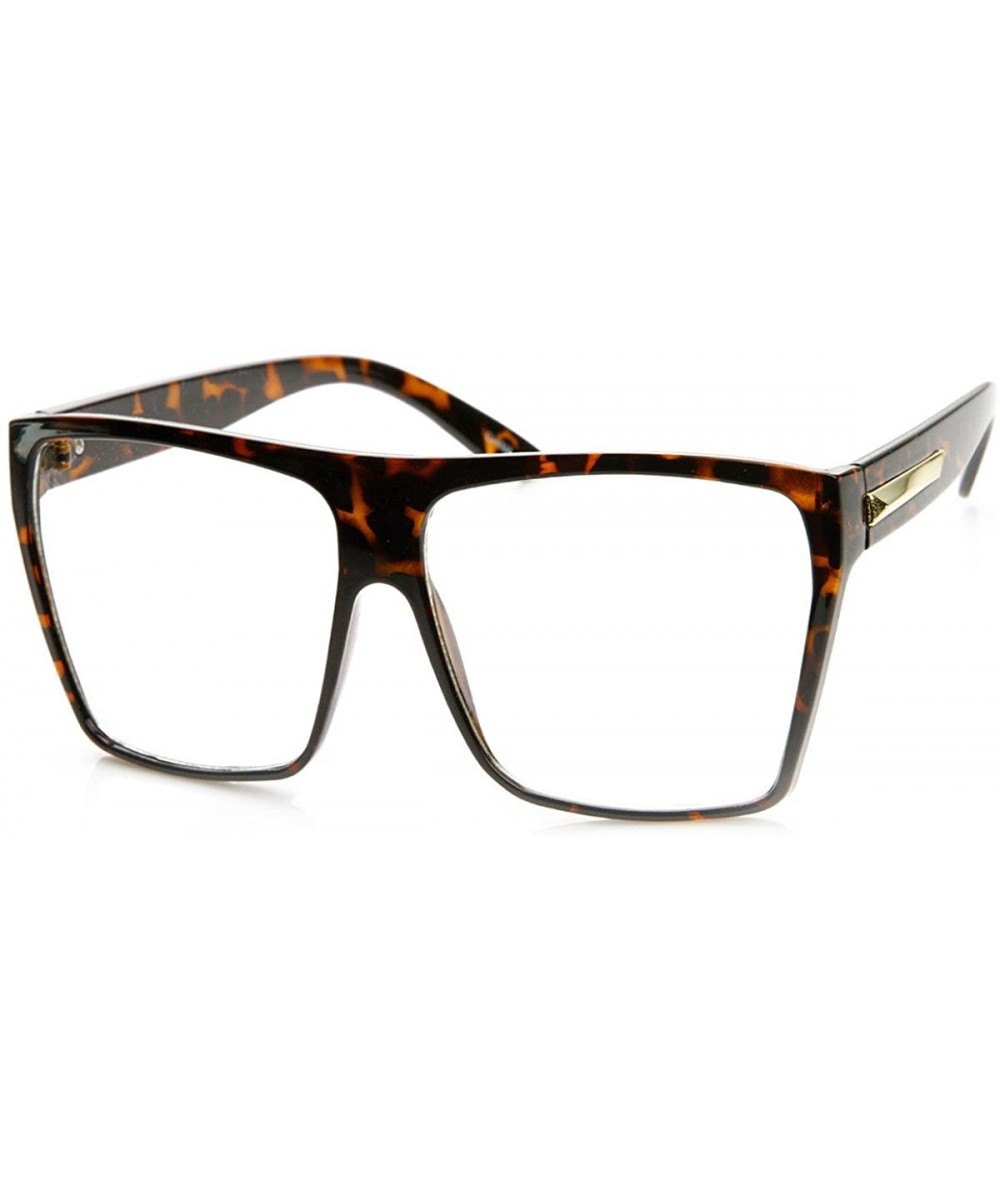 Square Super Huge Oversized Large Obtuse Sunglasses Glasses Unisex Retro Flat Top Square Frame - Brown-clears - C212BTJTJFJ $...