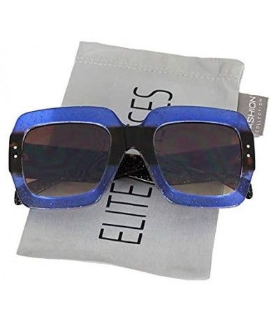 Square Oversized Square Cute Luxury Sunglasses Gradient Lens Vintage Women Fashion Glasses - Blue/Tortoise an Pink - C418KC0G...
