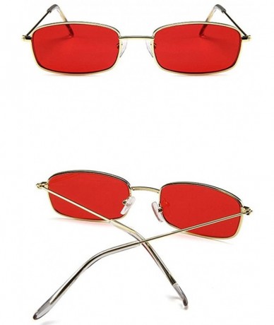 Rectangular Narrow Metal Rim Rectangular Hippie Sunglasses Slender Square Sunglasses - C - CI199SD65A3 $8.68