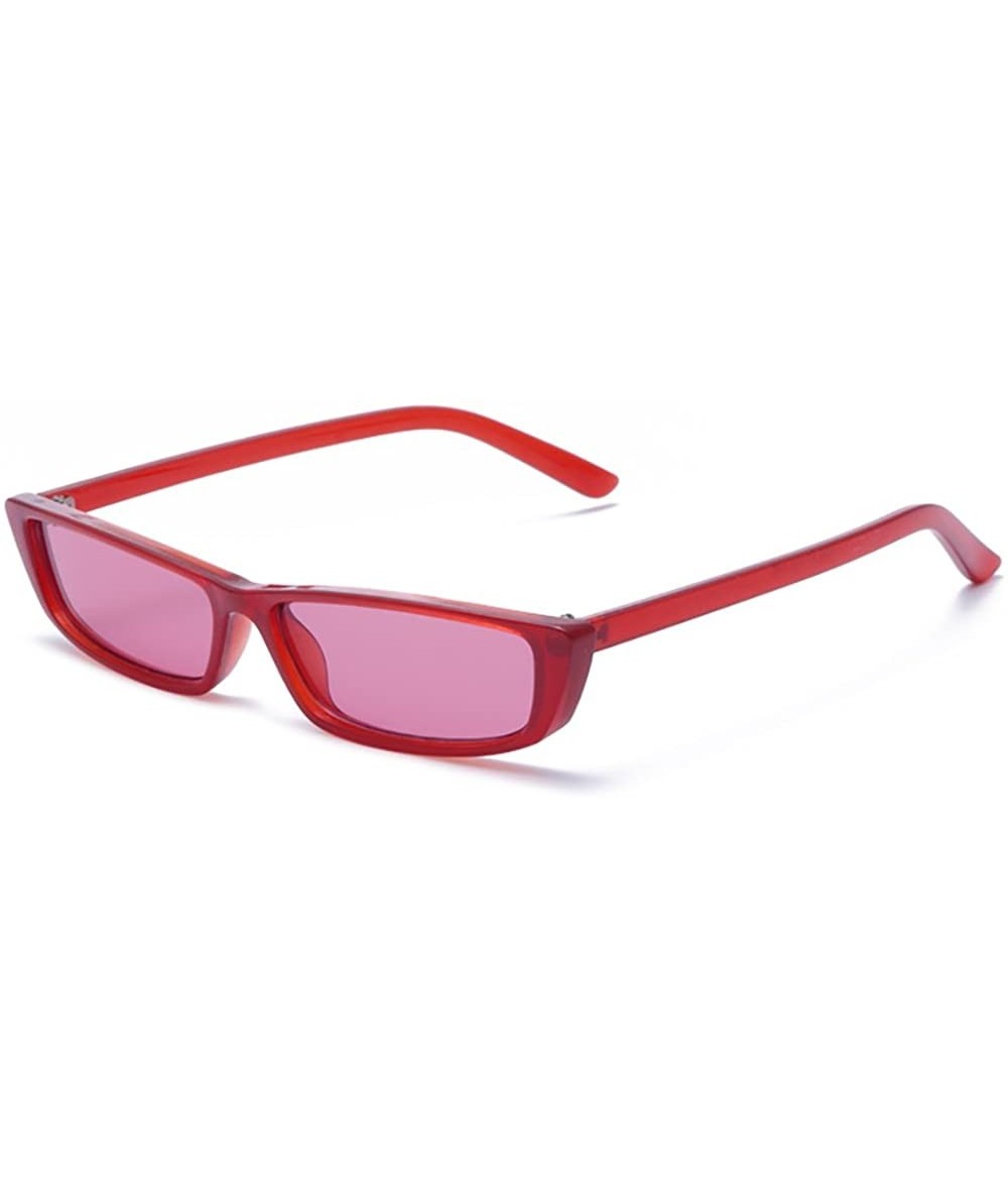 Square Fashion Vintage Rectangle Sunglasses Glasses - Red Frame - CK189OLG6QH $12.22