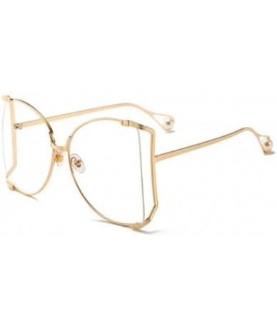 Sport Fashion Ocean Piece Sunglasses Metal Cut Edge Lady Pearl Personality Glasses - 7 - CP190HCZALM $30.45