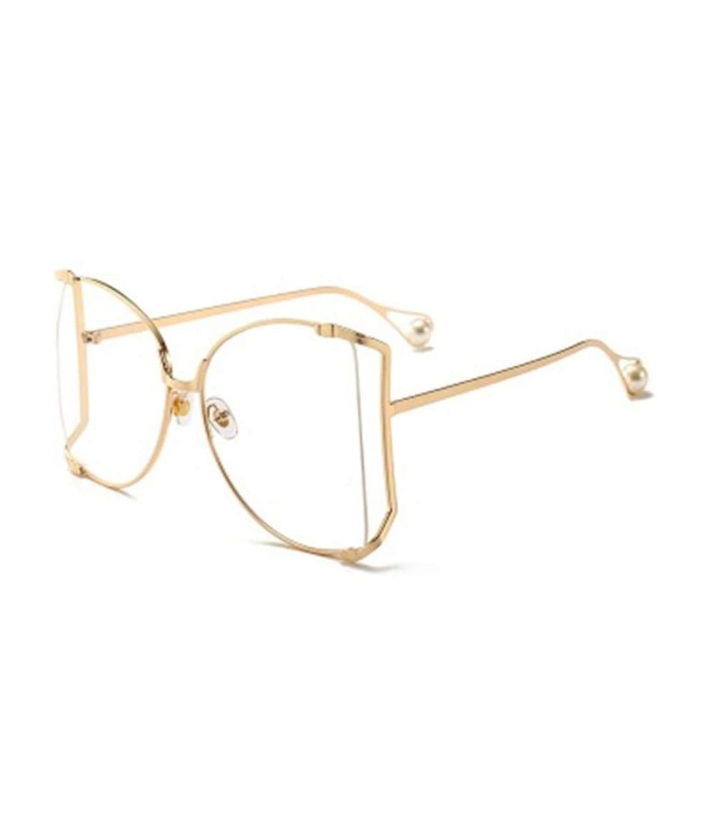Sport Fashion Ocean Piece Sunglasses Metal Cut Edge Lady Pearl Personality Glasses - 7 - CP190HCZALM $30.45