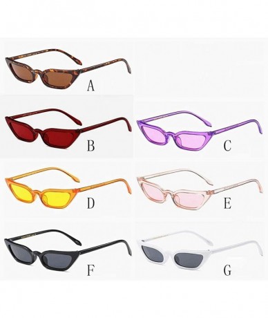 Cat Eye Women Retro Narrow Cat Eye Sunglasses - Stylish Plastic Candy Color Goggles Eyewear For Beach Outdoor Activities - CC...