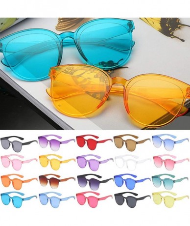 Rectangular Flat Lenses Sunglasses One Piece Transparent Candy Color Frameless Glasses Tinted Eyewear Glasses - CK199GR7NAE $...