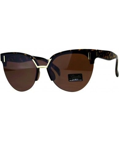 Cat Eye Womens Exposed Lens Half Rim Cat Eye Luxury Designer Sunglasses - Tortoise Brown - CY18D0IH38Y $15.23
