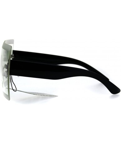 Rectangular Futuristic Squared Rectangular Robotic Clear Lens Eye Glasses - Black Arm - CX186C2QUSD $9.77