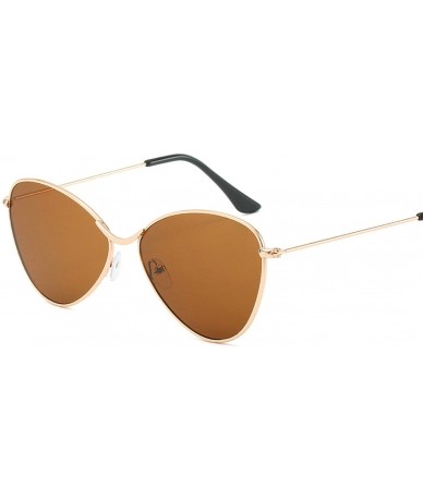 Oversized Classic style Cateye Sunglasses for Unisex Metal PC UV 400 Protection Sunglasses - Gold Brown - CD18SARU0U5 $12.39