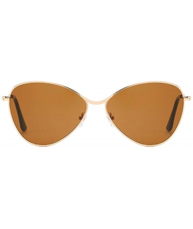 Oversized Classic style Cateye Sunglasses for Unisex Metal PC UV 400 Protection Sunglasses - Gold Brown - CD18SARU0U5 $12.39