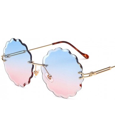 Oversized New Round Rimless Flower Sunglasses Metal Frame Sun Glasses Unique Decoration Eyewears - 8 - CI18W8Z7285 $45.72