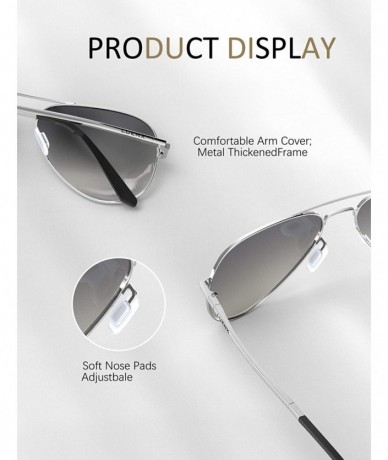 Sport Aviator Sunglasses for Men Women Polarized - UV 400 Protection with case 60MM - Gradient Silver Lens/Silver Frame - C81...