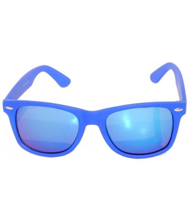 Wayfarer Classic Vintage Colored Mirror Lens Sunglasses Matte Frame Many Colors - 01 Blue - CW11NIWUU27 $16.89