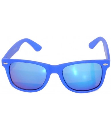 Wayfarer Classic Vintage Colored Mirror Lens Sunglasses Matte Frame Many Colors - 01 Blue - CW11NIWUU27 $8.90