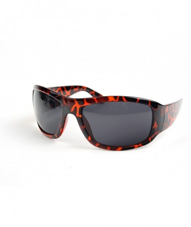 Wrap Unisex Wide Wrap Frame Sporty Sunglasses P725 - Tortoise-smoke Lens - C211BORPSL1 $9.32