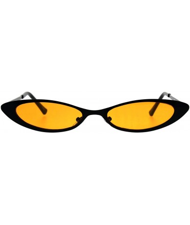 Oval Skinny & Wide Fashion Sunglasses Womens Flat Oval Metal Frame - Black (Orange) - C218DSQA3YG $12.25