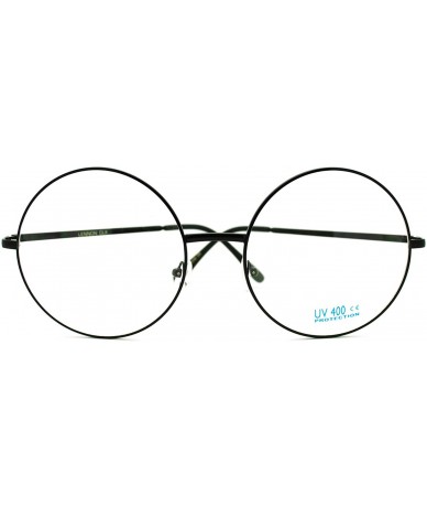 Oversized Oversize Large Hippie Round Circle Len Clear Lens Glasses - Black - CR12M1U5L4D $19.25