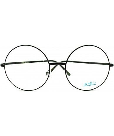 Oversized Oversize Large Hippie Round Circle Len Clear Lens Glasses - Black - CR12M1U5L4D $18.76